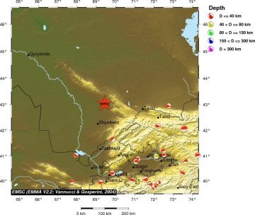 Землетрясение произошло в Южном Казахстане 24 сентября в 07:21