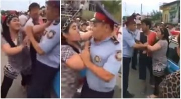 В Туркестане задержана нападавшая на полицейских женщина