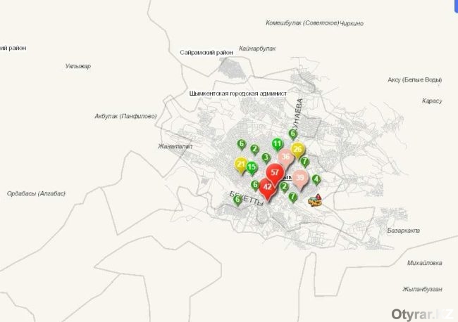 Интерактивная карта аварий Шымкента