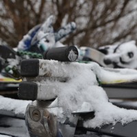 Примерзшие к багажникам борды