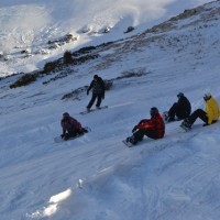 Бордеры перед спуском с «Панорамы»