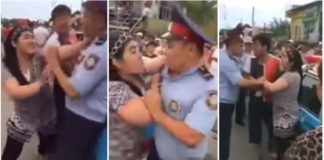 В Туркестане задержана нападавшая на полицейских женщина