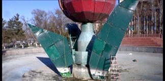 Шымкентский «Тюльпан» покрывают специальной краской