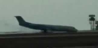 Видео аварийной посадки самолета сообщением Кызылорда — Астана