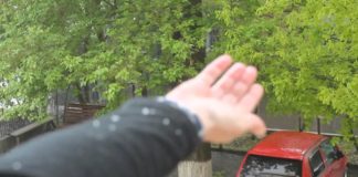 Первый весенний град в Шымкенте