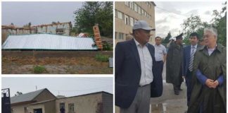 В ЮКО шквальный ветер снес крыши более 300 зданий