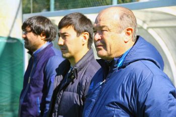 Начальник Южно-Казахстанского Управления физической культуры и спорта Алибек Нуртаев и президент клуба Бахтияр Байсеитов