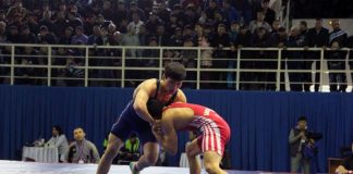 В Шымкенте проходит чемпионат Республики Казахстан по борьбе среди взрослых Вольная и греко-римская борьба