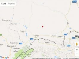 Карта землетрясения в Казахстане