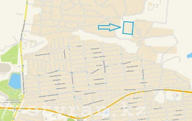 Карта нового микрорайона в Шымкенте
