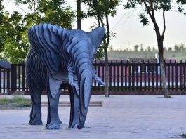Шымкентский зоопарк. Статуя слона