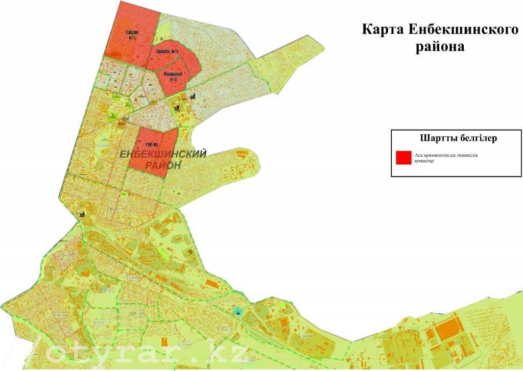 Шымкент карта города по районам