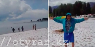 В разгар лета на побережье Иссык-Куля выпал снег (видео) На Иссык-Куле выпал снег