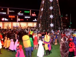 Огни главной новогодней елки зажгли в Шымкенте