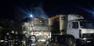 Водитель обгорел в кабине грузового автомобиля на трассе Ташкент-Кызылорда