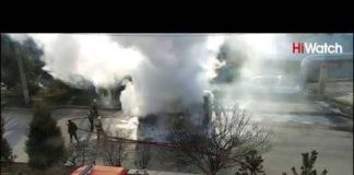 В Шымкенте камера наблюдения частной компании зафиксировала работу пожарного расчета