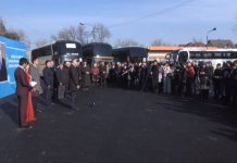 Как в Шымкенте встречали ташкентский автобус