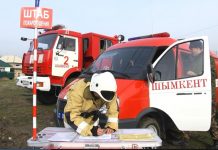 Условный пожар на рынке Алаш тушили сотрудники ДЧС