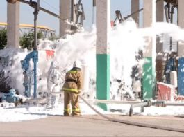 Огнеборцы ЮКО учились тушить сложный пожар на нефтебазе в Шымкенте