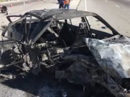 На перевале Казыгурт в Туркестанской области дотла сгорел автомобиль