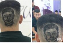 Мастер из Уральска выбривает на голове портрет Головкина прическа, Геннадий Головкин