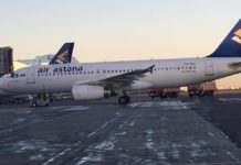 Двигатель самолета Air Astana задымился  после посадки в аэропорту «Нурсултан Назарбаев» (видео) самолет, пожар