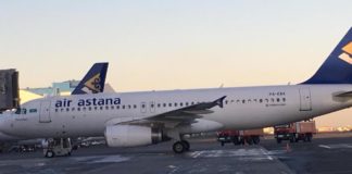 Двигатель самолета Air Astana задымился  после посадки в аэропорту «Нурсултан Назарбаев» (видео) самолет, пожар