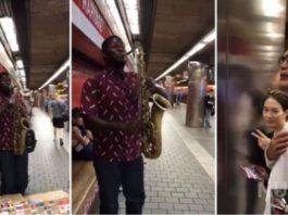 Афроамериканец сыграл гимн Казахстана на саксофоне в метро в США