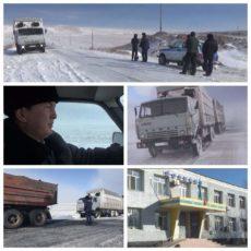 Полицейские Туркестанской области помогли водителям, застрявшим на трассе в буран