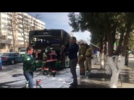 В Шымкенте возле стадиона "Спартак" горел пассажирский автобус