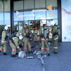 В крупном торговом центре Шымкента ликвидировали условный пожар пожарные учения