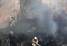 Огонь перекинулся на воинскую часть Шымкента