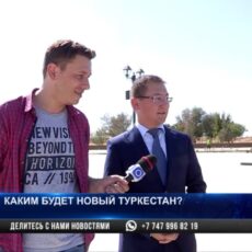 В Туркестане появился музыкальный фонтан