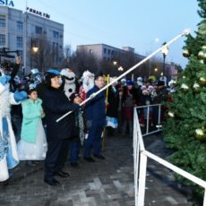 В Туркестане зажглась главная новогодняя елка