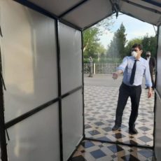 В Арыси устанавливают дезинфицирующие аппараты