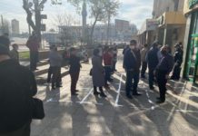 В Шымкенте наносят дистанционные разметки у банкоматов