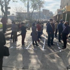 В Шымкенте наносят дистанционные разметки у банкоматов