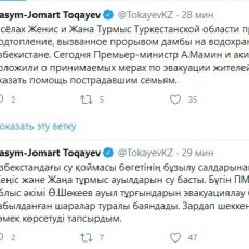 Токаев поручил оказать помощь пострадавшим семьям в Мактааральском районе