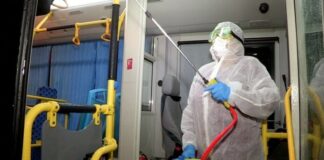 В Шымкенте автобусы дезинфицируют дважды в день автобус дезинфекция
