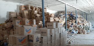 Жители Махтааральского района, пострадавшие от наводнения, обеспечены продуктами питания склад