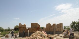 Строительные работы идут в Мактаарале круглосуточно Мактаарал