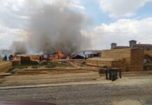 В мкр Кайтпас горел рынок по реализации леса