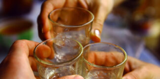 В Туркестанской области нетрезвая семейная пара оказала неповиновение полиции рюмки