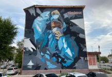 В Туркестане появился мурал, посвященный врачам, борющимся с коронавирусом мурал, граффити