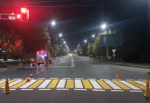 На дорогах Шымкента появилась дорожная разметка разметка