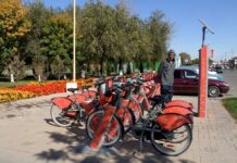 В Туркестане  установлено 5 велостанций с 40 велосипедами
