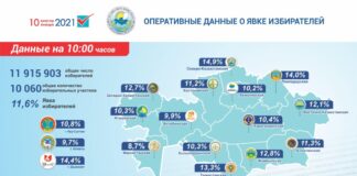 Явка избирателей на 10 часов в Шымкенте составила 14, 4 %