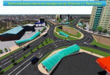 Схема дорожного движения на перекресте ул. Рыскулова и пр.Кунаева развязка