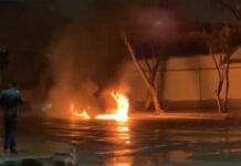 Автомобиль марки «Mercedes-Benz S600» загорелся в Шымкенте