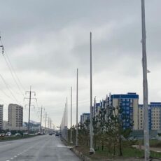 В Шымкенте ставят уличные фонари уличное освещение